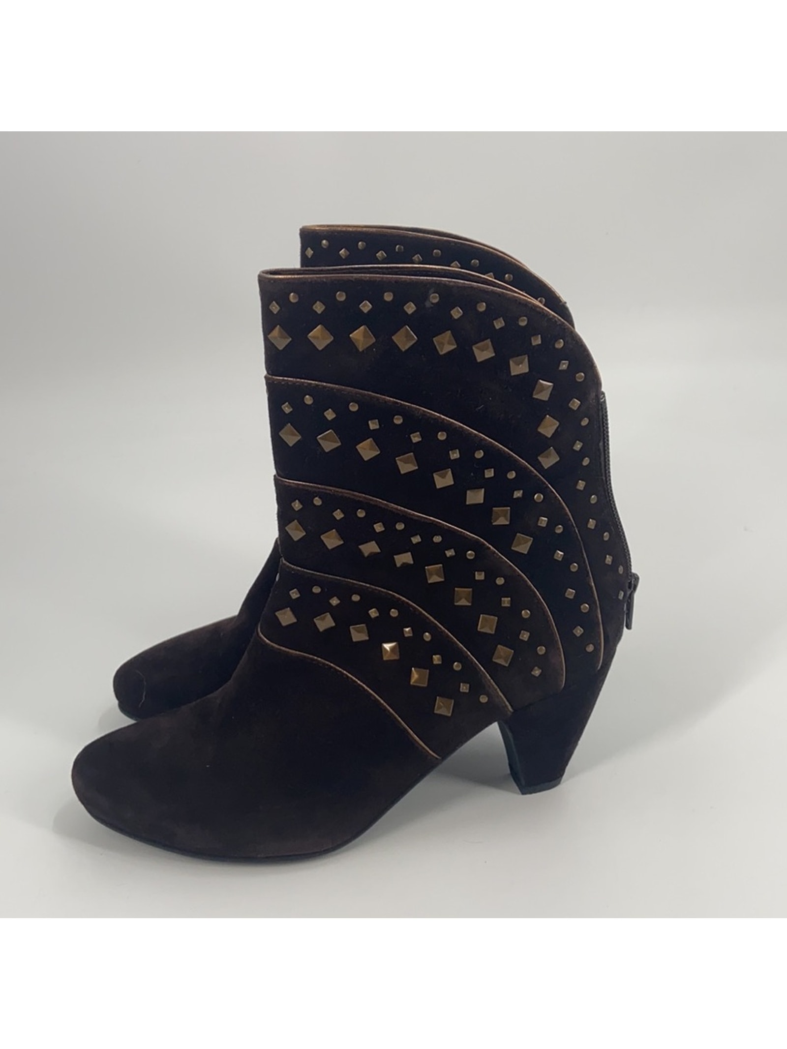 Van Eli Studded Brown Suede Ankle Boots
